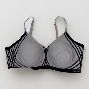 Honeylove Silhouette Wireless Bra Black Gray Womens 2X Velvet Shapewear *read